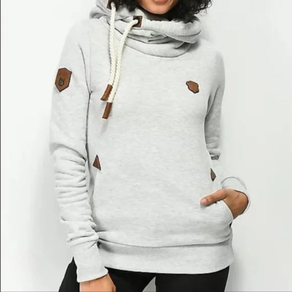 Naketano Heather Gray Pocketed Hoodie L